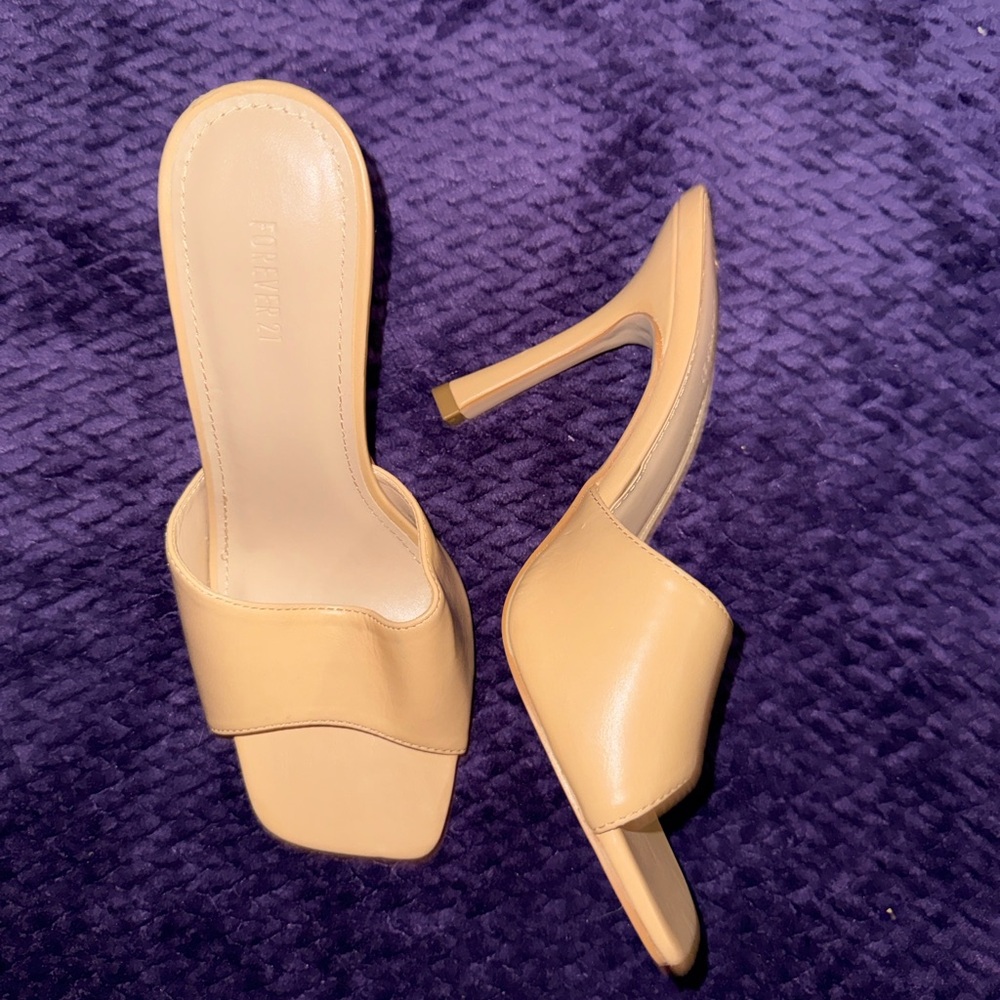 Nude Open-Toe Kitten Heels